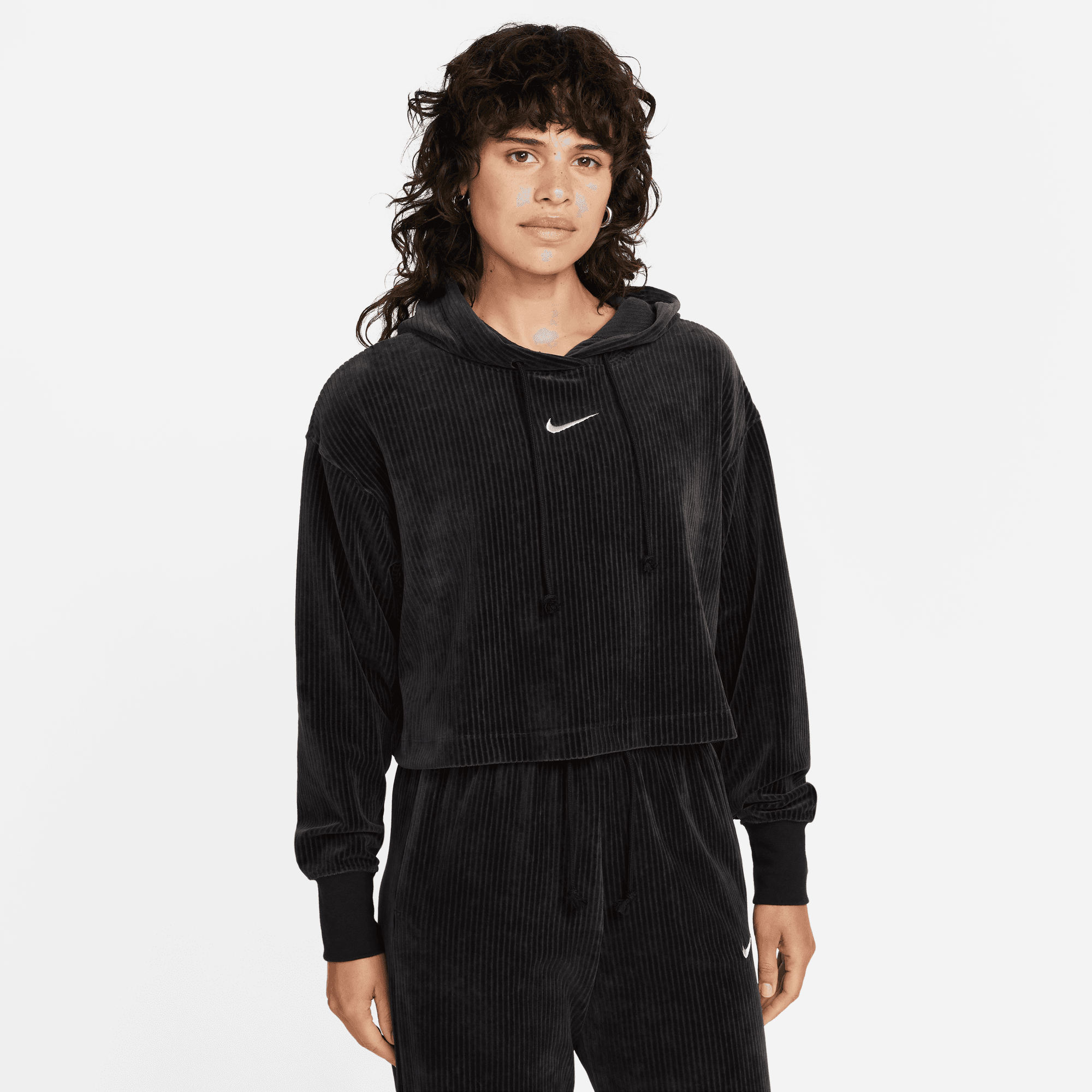 WOMEN'S NIKE SPORTSWEAR VELOUR CROPPED HOODIE â Hush Life Boutique