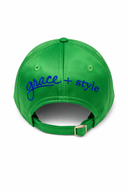 D. Dot Signature Buckle-Back Cap Green/Cobalt