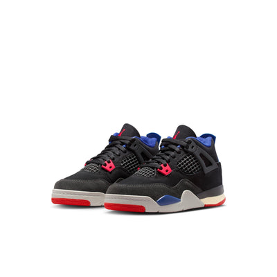 Jordan 4 Retro Little Kids' Shoes Black/Fire Red-Deep Royal Blue