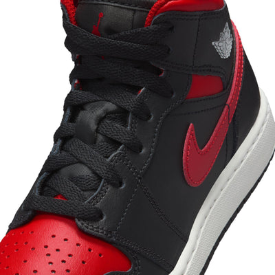 Air Jordan 1 Mid Big Kids' Shoes Black/Varsity Red-Summit White