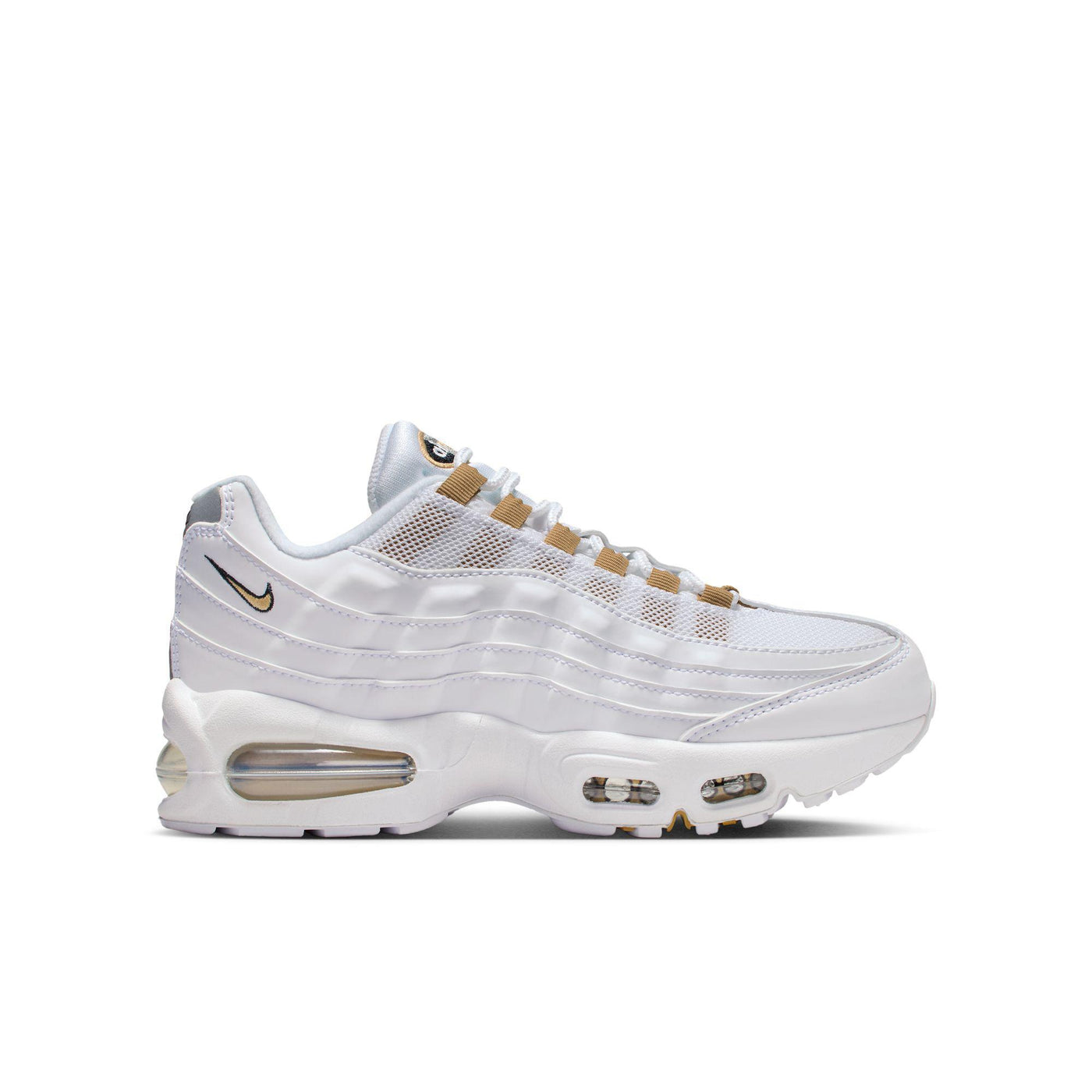 Nike Air Max 95 BB LTR Big Kid's Shoes White/Metallic Gold-Black-Pearl Grey