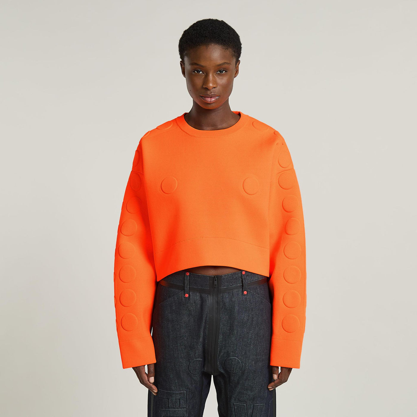 GSxWVB Oversized Short Sweat Knit R Signal Orange