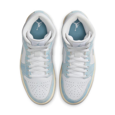 Women's Air Jordan 1 Mid SE White/Worn Blue-Sail-Gum Light Brown
