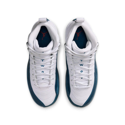 Air Jordan 12 Retro Big Kids' Shoes White/French Blue-Metallic Silver