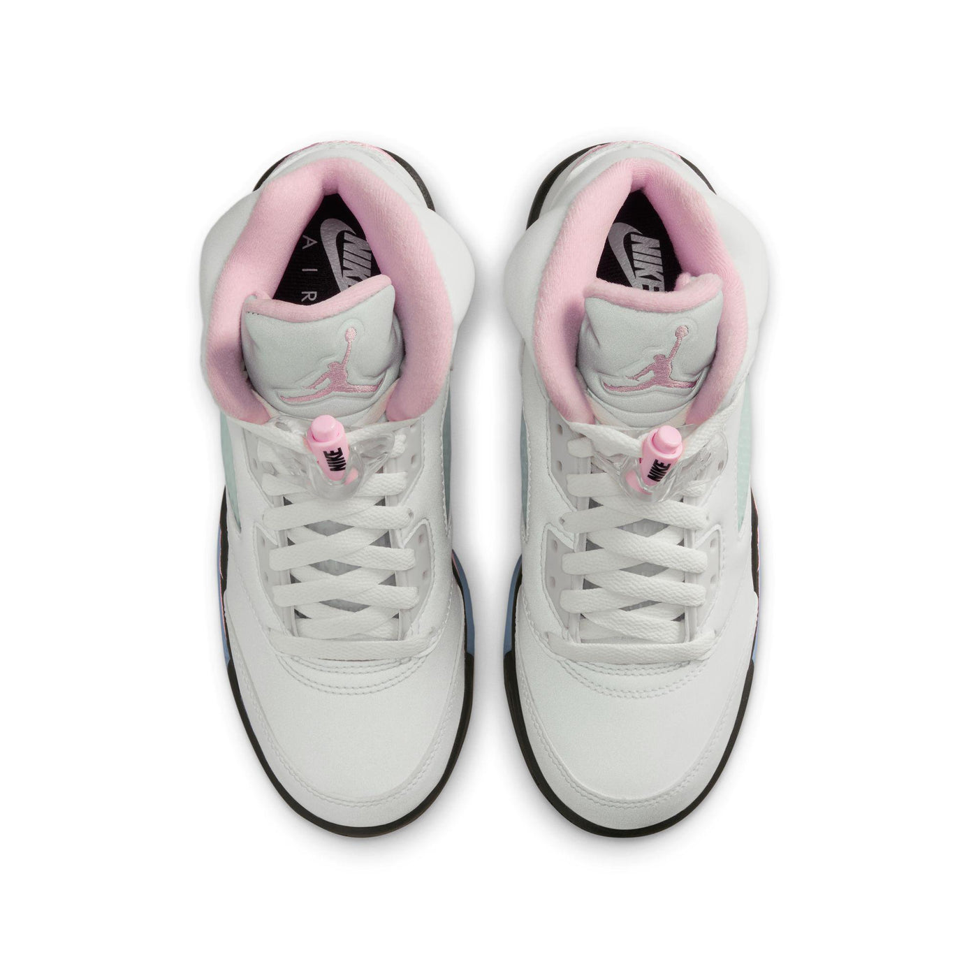 Air Jordan 5 Retro Big Kids' Shoes White/Med Soft Pink-Black