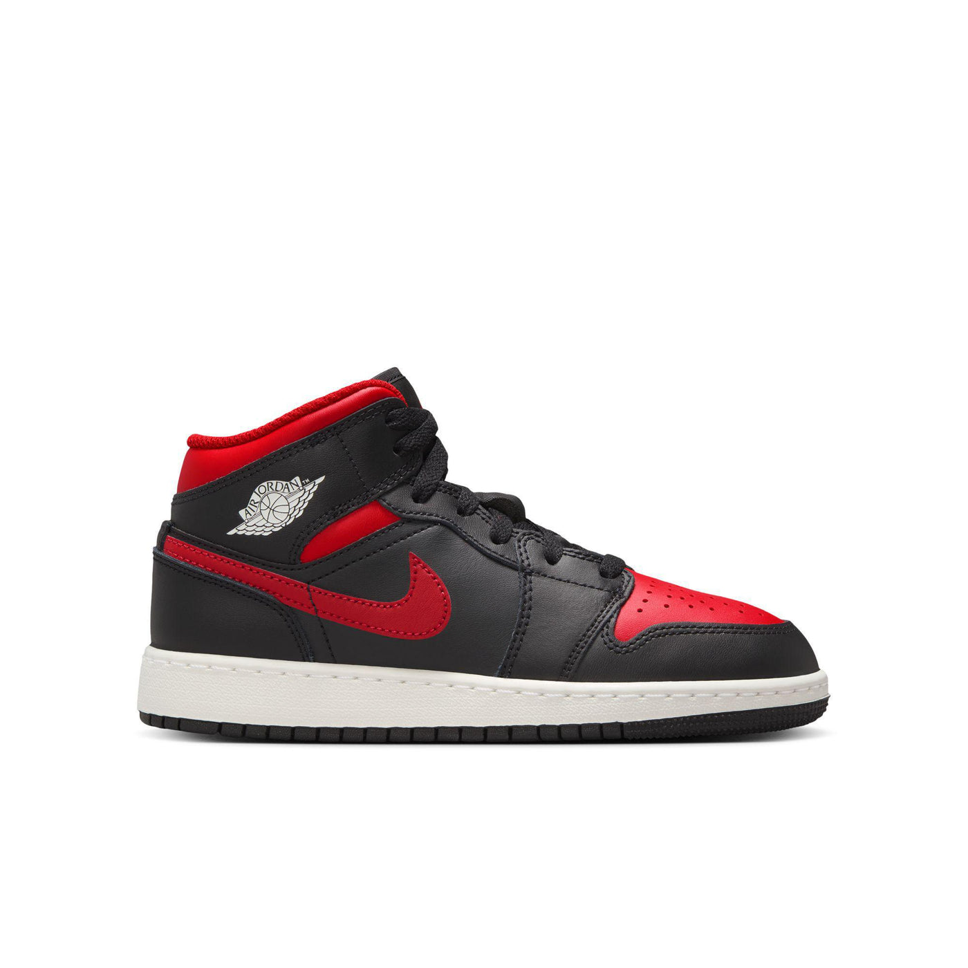Air Jordan 1 Mid Big Kids' Shoes Black/Varsity Red-Summit White