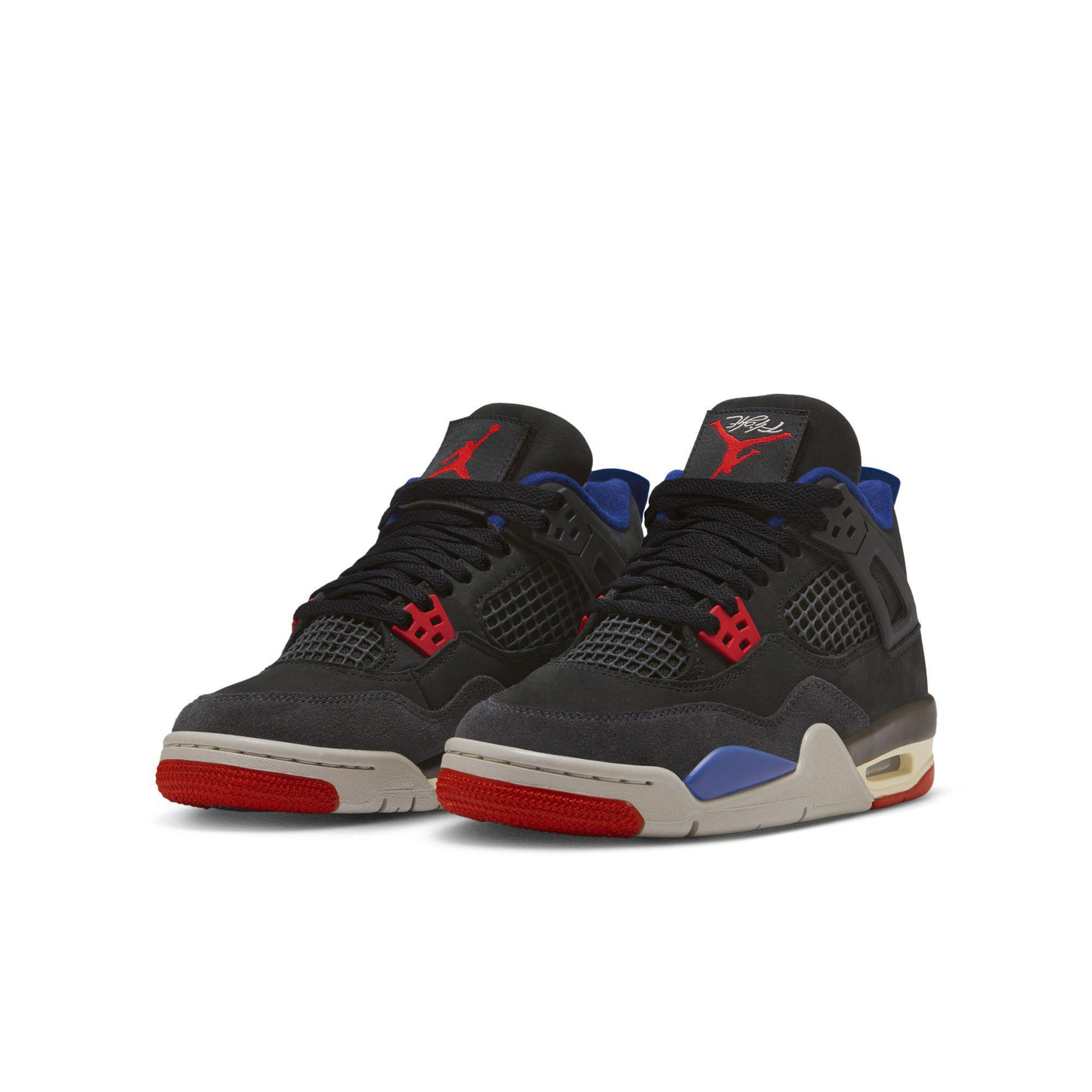 Air Jordan 4 Retro OG Big Kids' Shoes Black/Fire Red-Deep Royal Blue