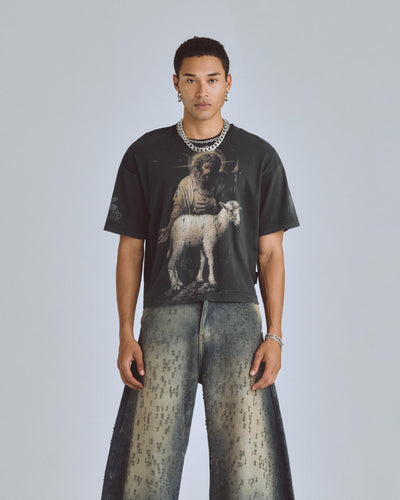 Undergold Agnus Dei Saint Shepherd Boxy Fit T-Shirt Vintage Black
