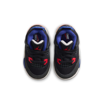 Jordan 4 Retro Baby/Toddlers Shoes Black/Fire Red-Deep Royal Blue
