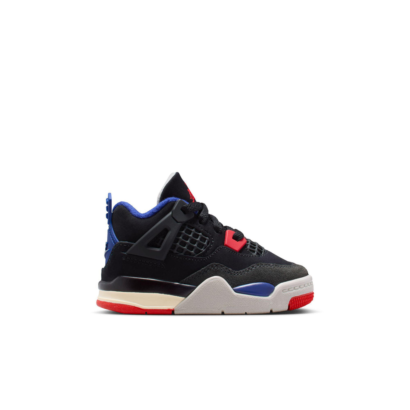 Jordan 4 Retro Baby/Toddlers Shoes Black/Fire Red-Deep Royal Blue