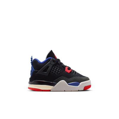 Jordan 4 Retro Baby/Toddlers Shoes Black/Fire Red-Deep Royal Blue
