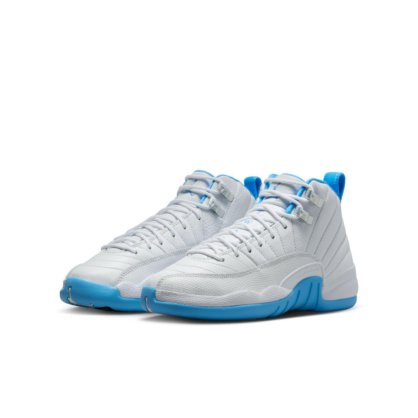 Air Jordan 12 Retro Big Kids' Shoes White/University Blue-Metallic Silver