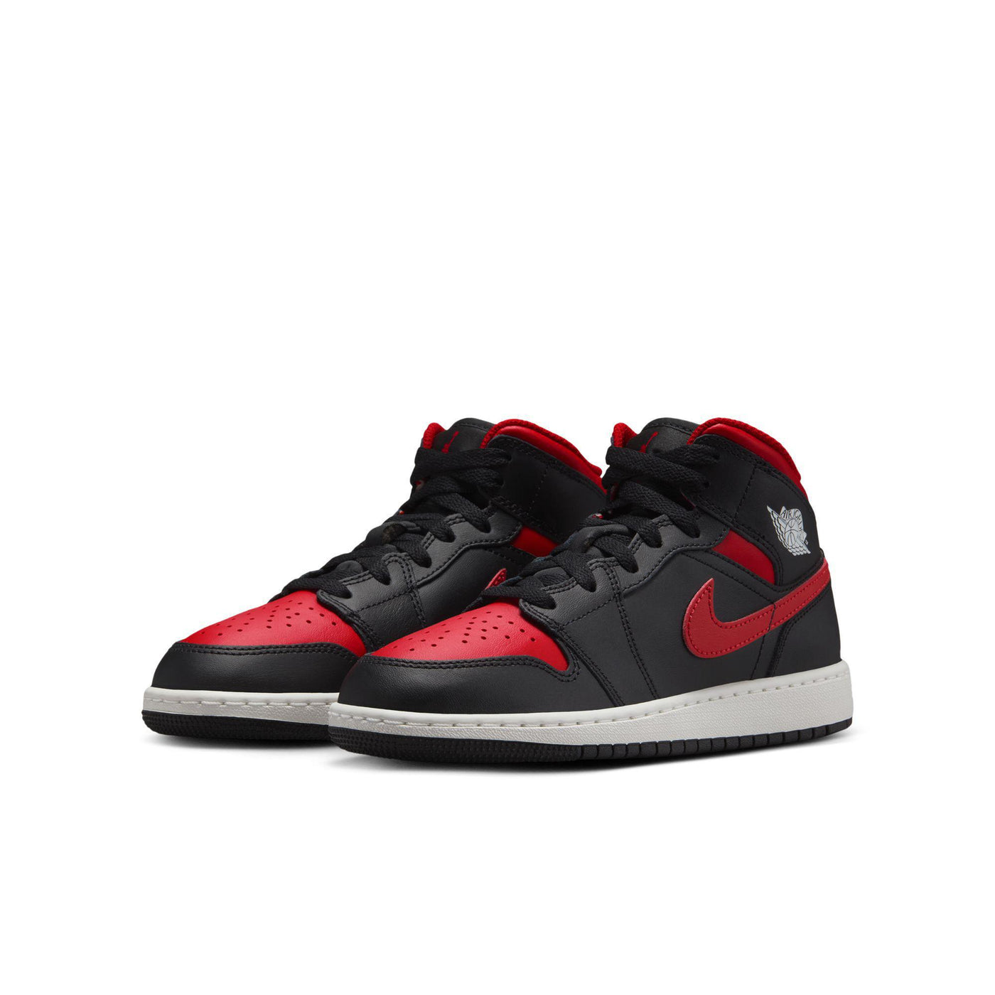 Air Jordan 1 Mid Big Kids' Shoes Black/Varsity Red-Summit White
