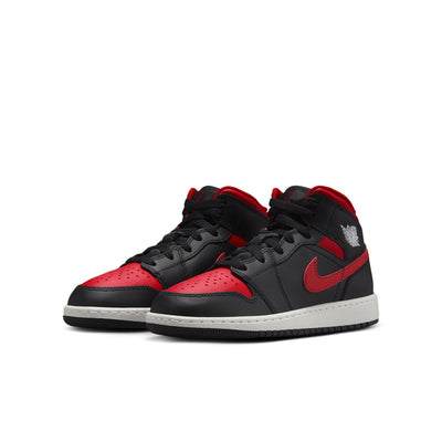 Air Jordan 1 Mid Big Kids' Shoes Black/Varsity Red-Summit White