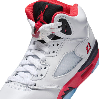 Air Jordan 5 Retro OG Big Kids' Shoes White/Fire Red-Black