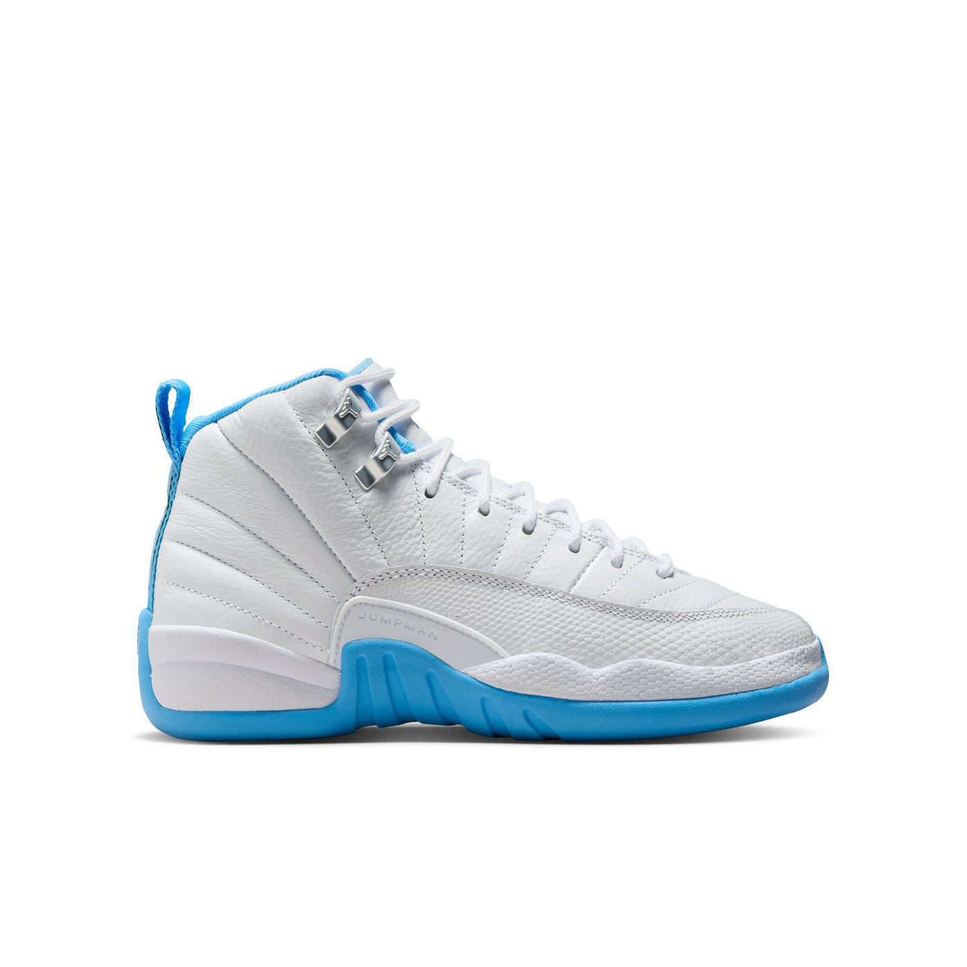 Air Jordan 12 Retro Big Kids' Shoes White/University Blue-Metallic Silver