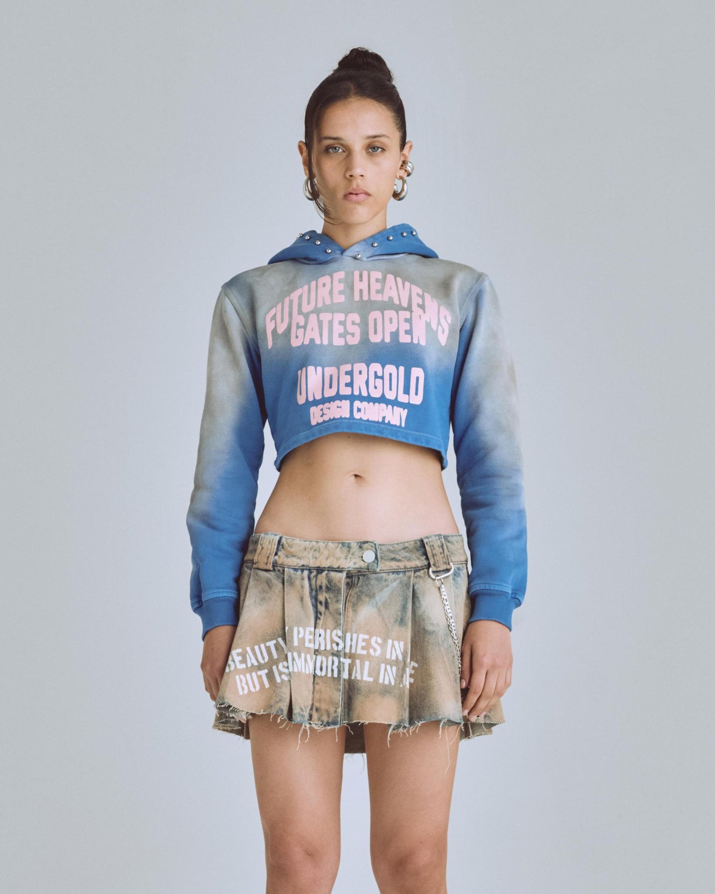 Undergold Women's Agnus Dei Future Heavens Slim Fit Hoodie Storm Blue