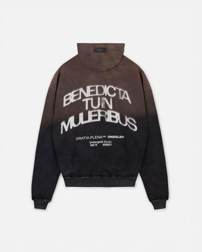 Undergold Gratia Plena Benedicta Zip Up Hoodie Rusty Black