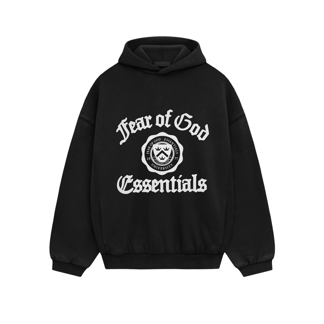 Fear of God Essentials Heavy Fleece Vintage Shrunken Hoodie Black