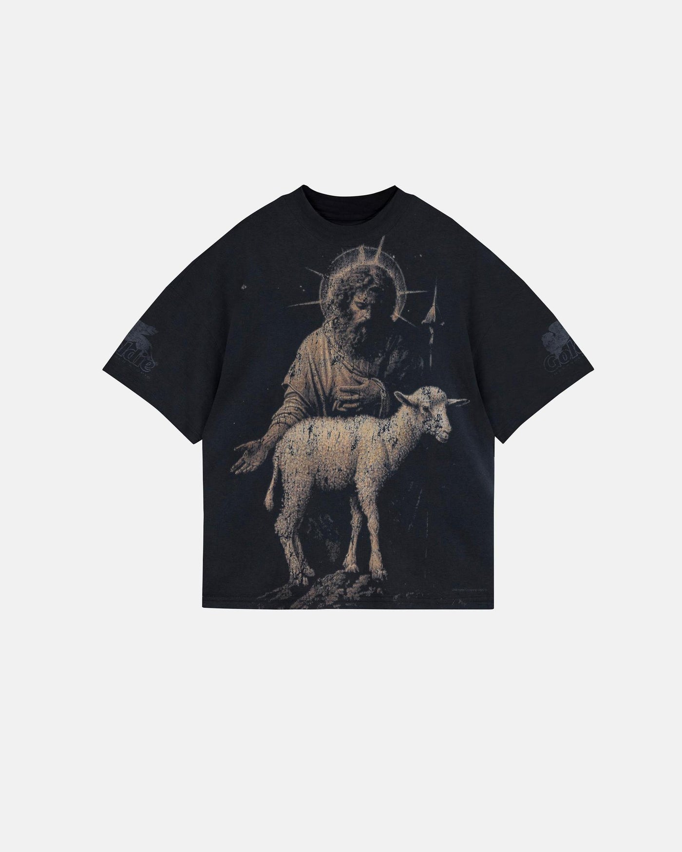 Undergold Agnus Dei Saint Shepherd Boxy Fit T-Shirt Vintage Black
