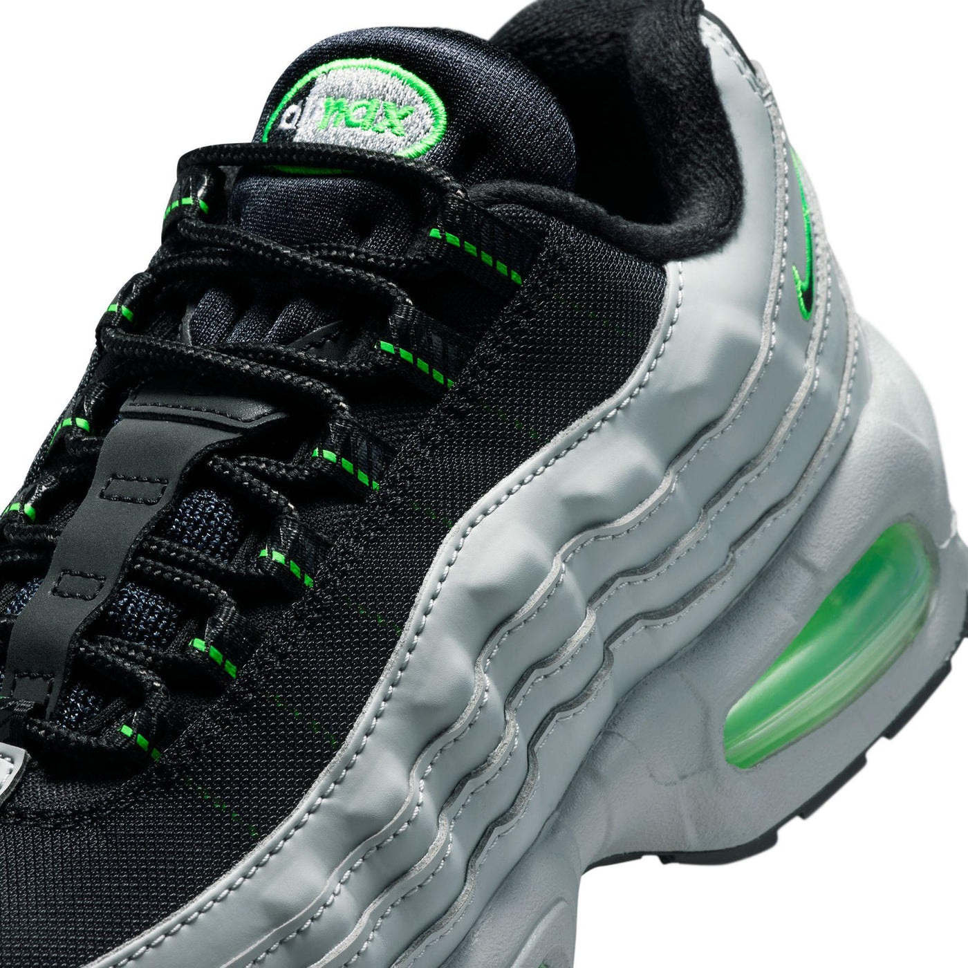 Nike Air Max 95 Big Kids' Shoes Light Smoke Grey/Black-Green Strike-White