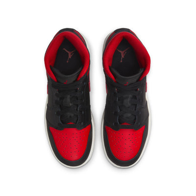 Air Jordan 1 Mid Big Kids' Shoes Black/Varsity Red-Summit White