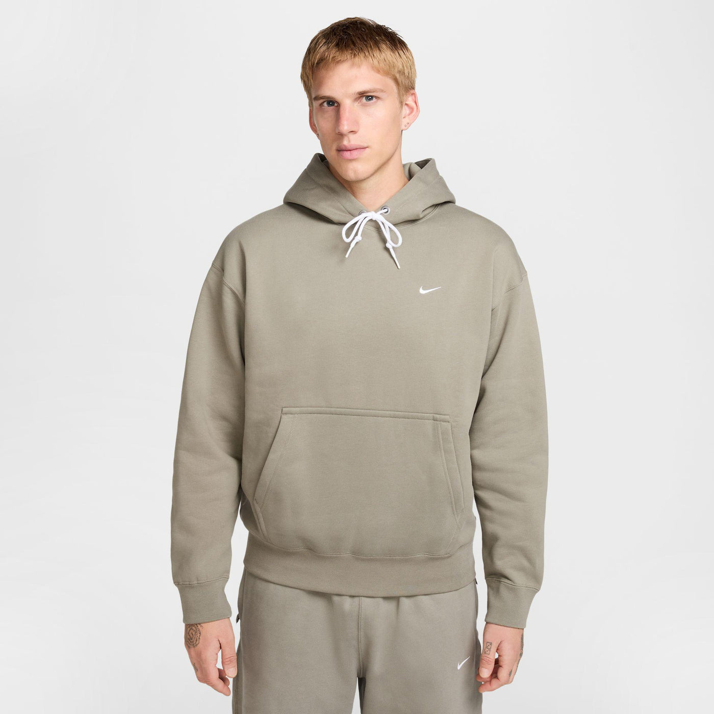 Nike Solo Swoosh Men's Fleece Pullover Hoodie Light Army