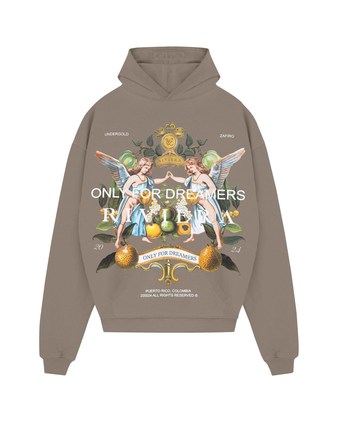 Undergold Riviera Fruit Angels Hoodie Brown – Hush Life Boutique, image size:1080x1350