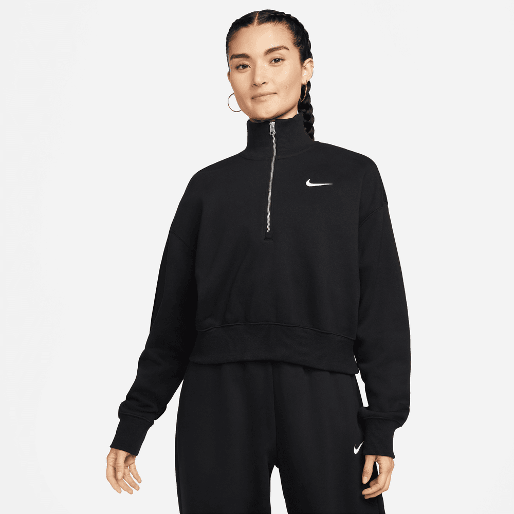 Nike Sportswear Phoenix Fleece Women's 1/2-Zip Cropped Sweatshirt Black