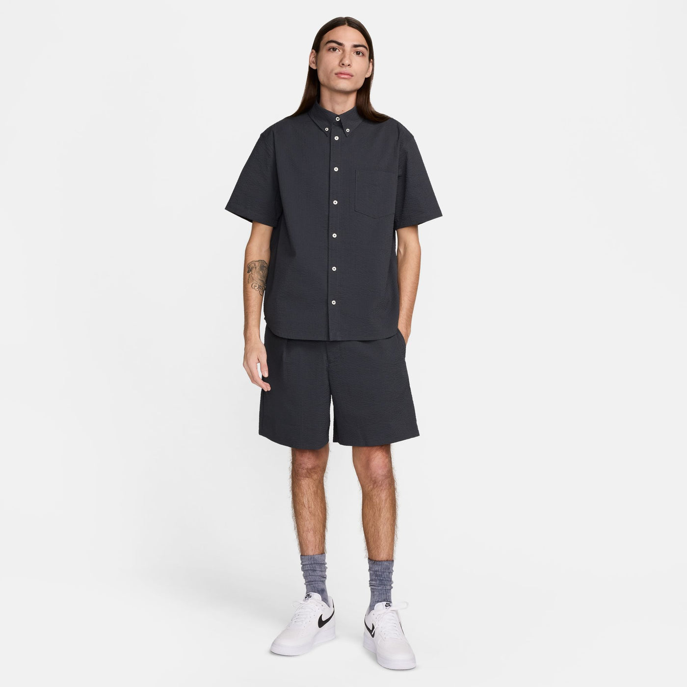 MENS NIKE LIFE BUTTON UP "ANTHRACITE"