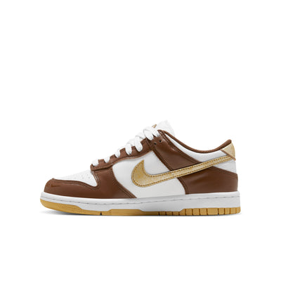 Youth (GS) Nike Dunk Low - WHITE/METALLIC GOLD-WHITE-CACAO WOW