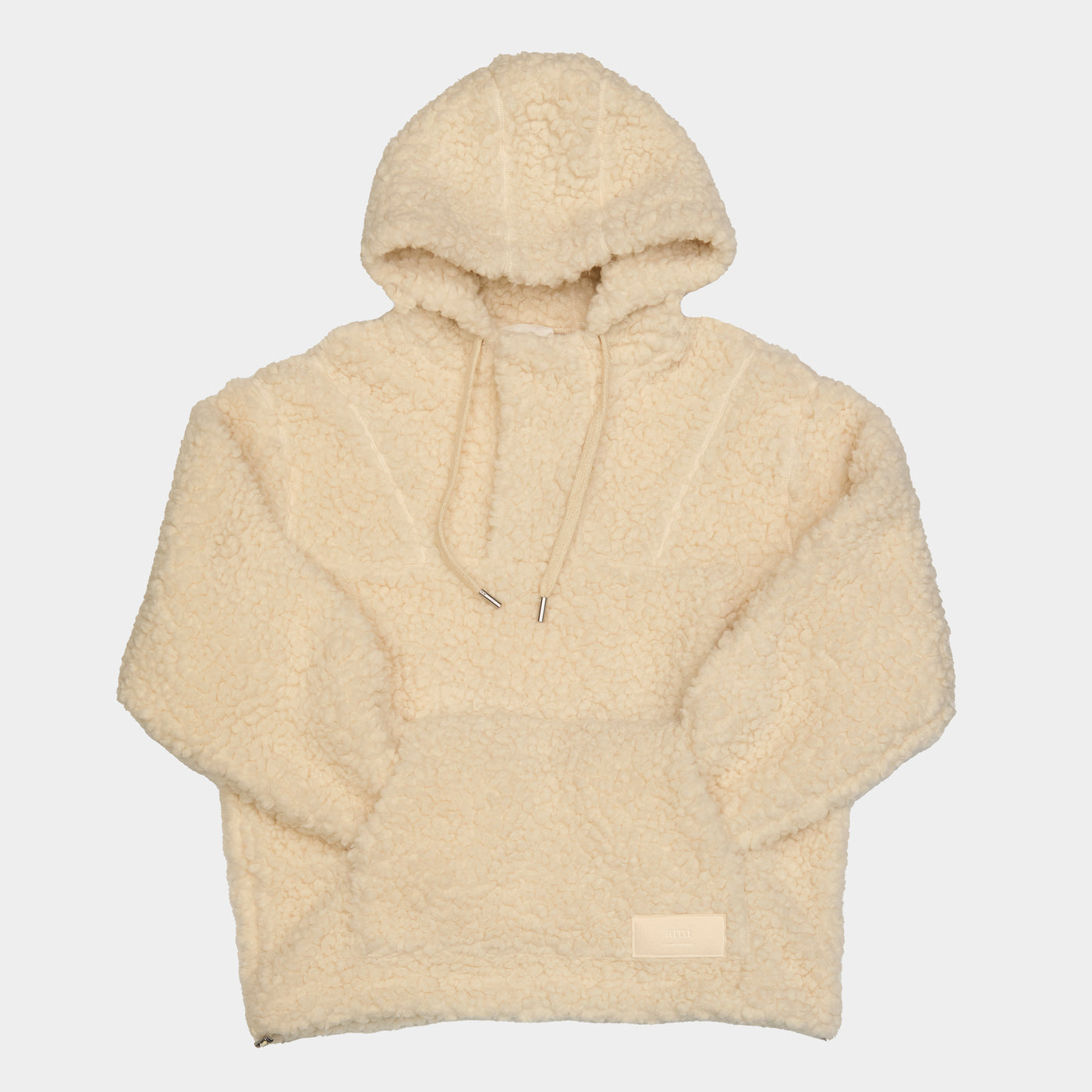 AMI PARIS WOOL TRICOTINE CHAMPAGNE HOODIE