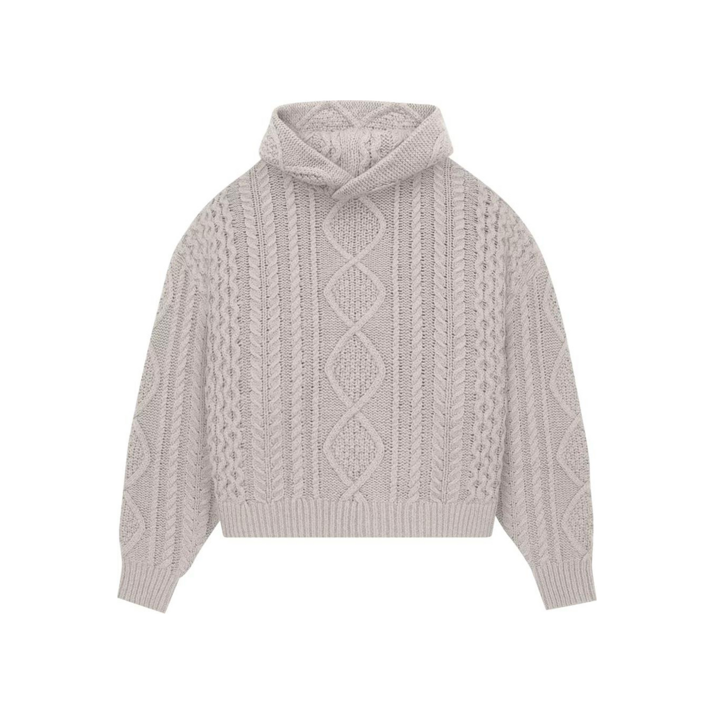 FOG Essentials Cable Knit Hoodie "Silver Cloud"