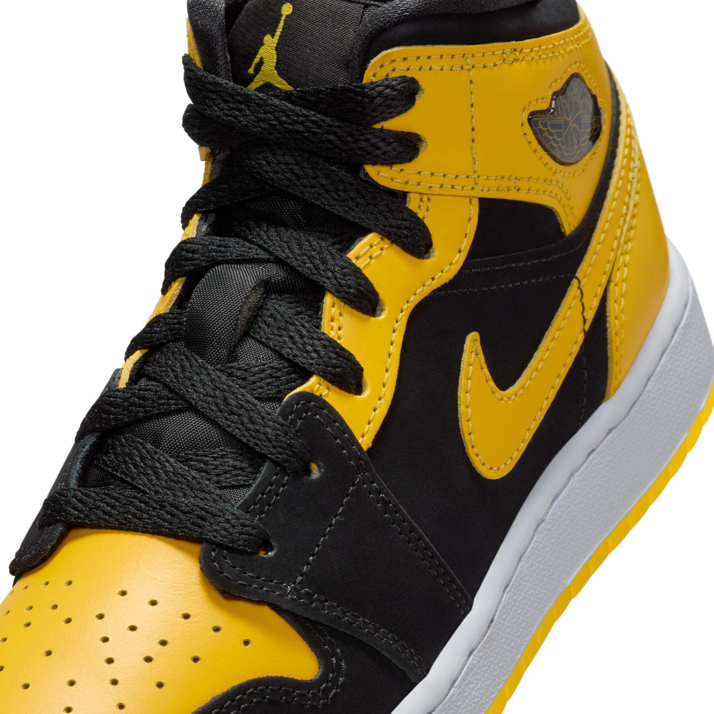 Air Jordan 1 Mid SE Big Kids' Shoes Black/Varsity Maize-White
