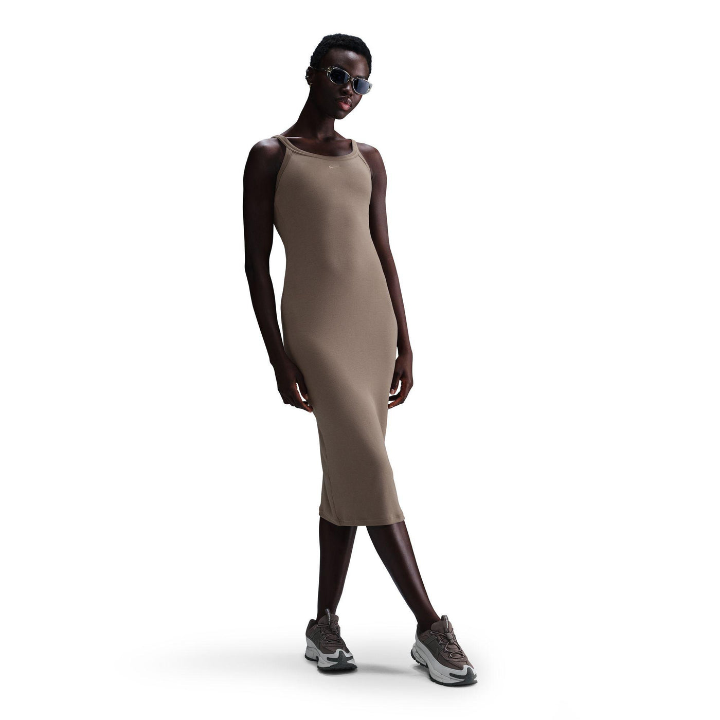 Nike Sportswear Chill Knit Women's Tight Mini-Rib Tank Dress Mink Brown