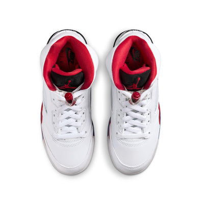 Air Jordan 5 Retro OG Big Kids' Shoes White/Fire Red-Black