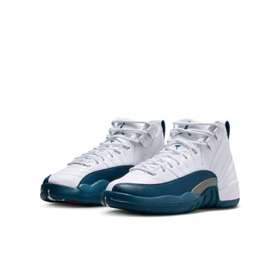 Air Jordan 12 Retro Big Kids' Shoes White/French Blue-Metallic Silver
