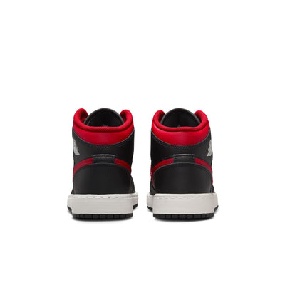 Air Jordan 1 Mid Big Kids' Shoes Black/Varsity Red-Summit White