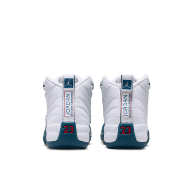 Air Jordan 12 Retro Big Kids' Shoes White/French Blue-Metallic Silver