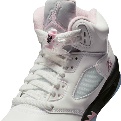 Air Jordan 5 Retro Big Kids' Shoes White/Med Soft Pink-Black
