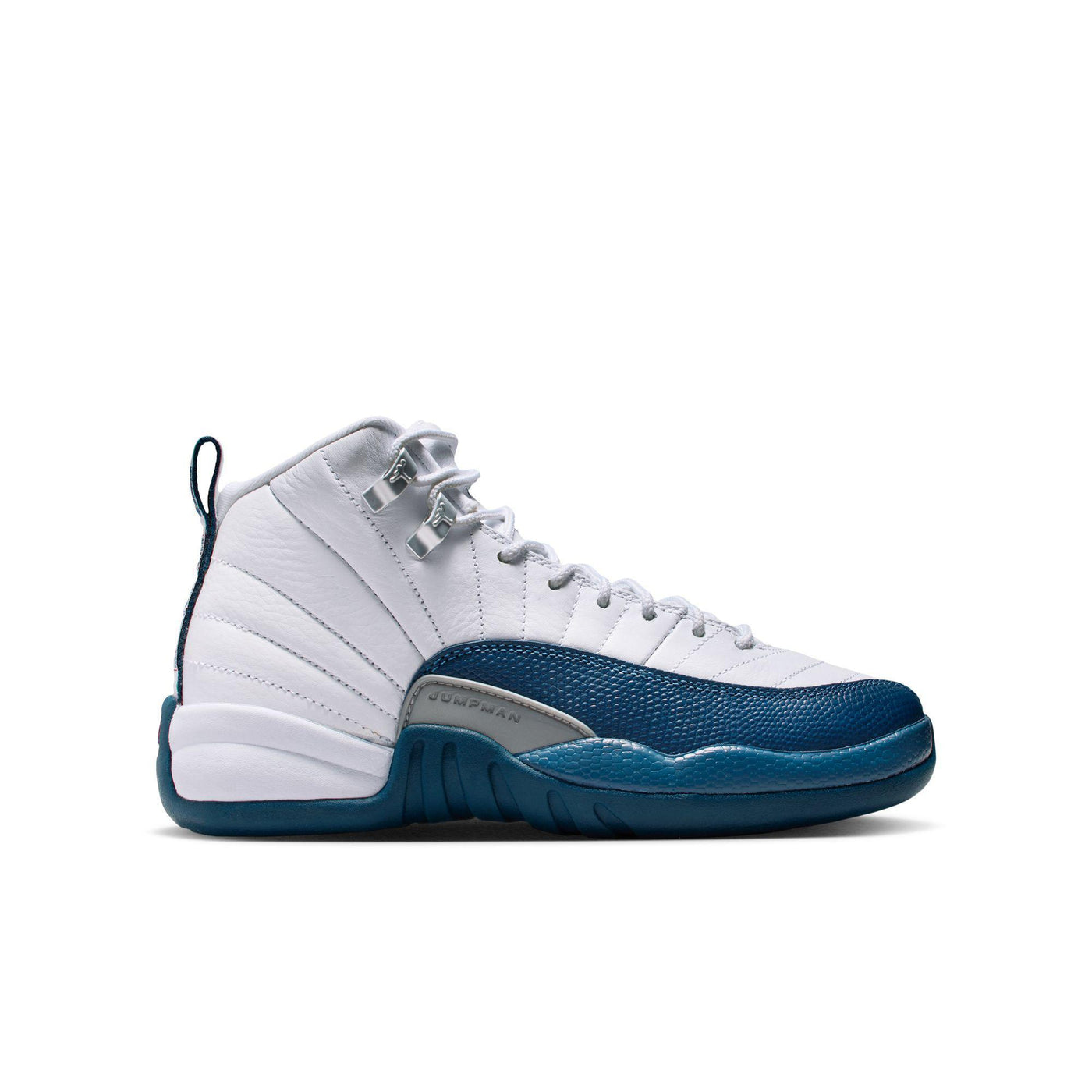 Air Jordan 12 Retro Big Kids' Shoes White/French Blue-Metallic Silver