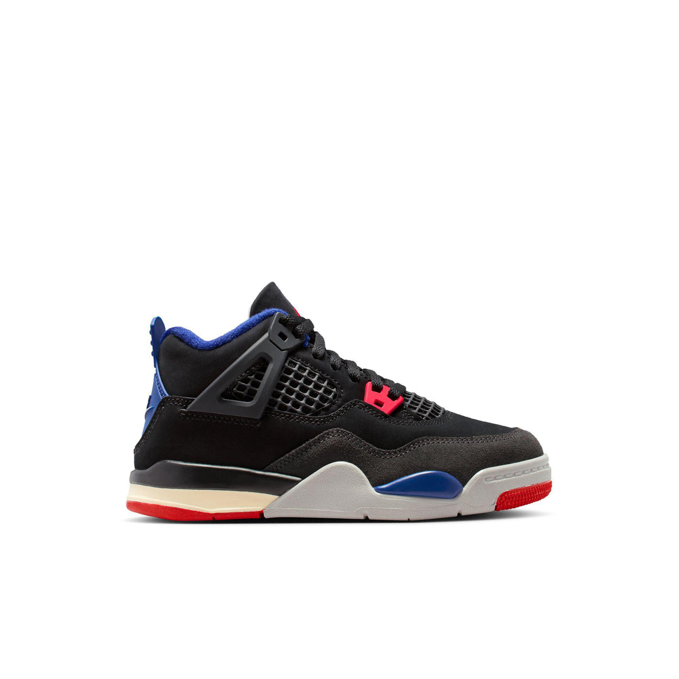 Jordan 4 Retro Little Kids' Shoes Black/Fire Red-Deep Royal Blue