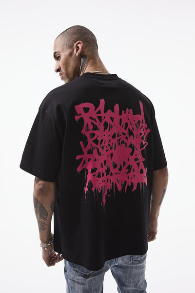 RTA Colin|Black Graffitti Pink T-Shirt