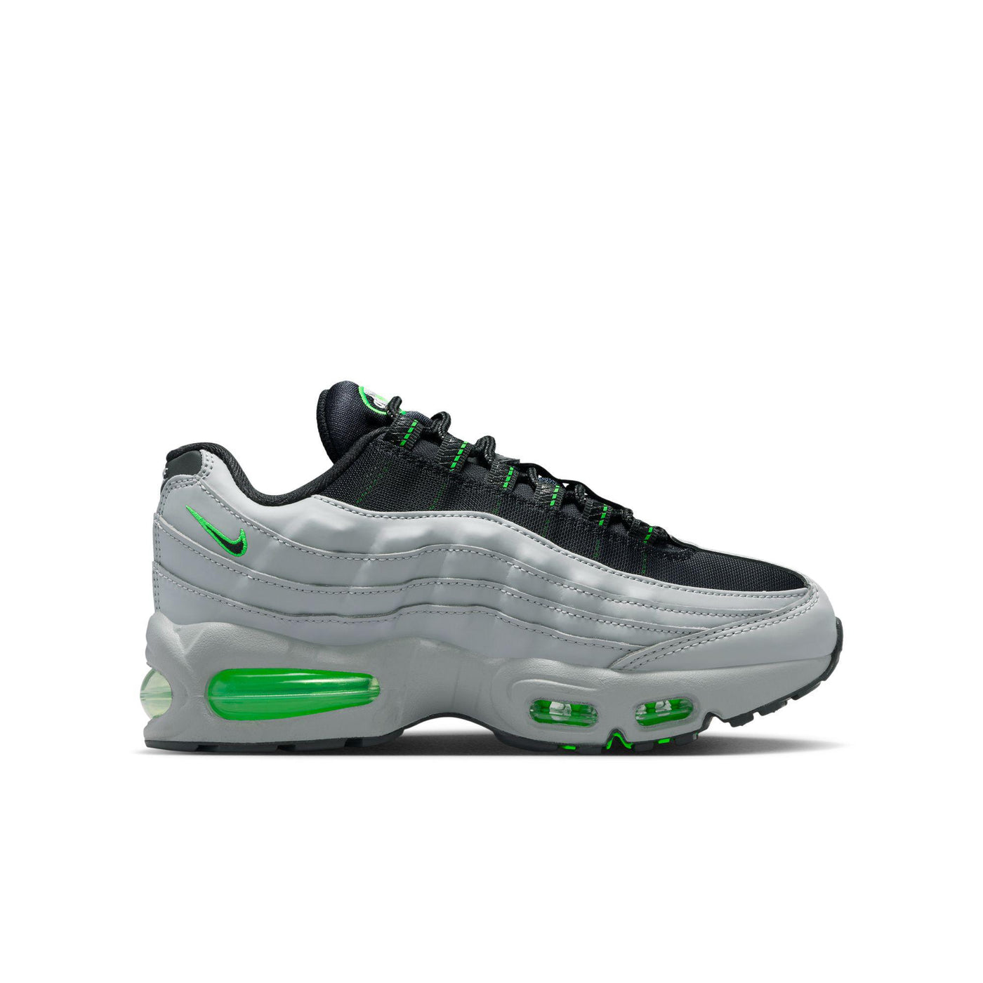 Nike Air Max 95 Big Kids' Shoes Light Smoke Grey/Black-Green Strike-White