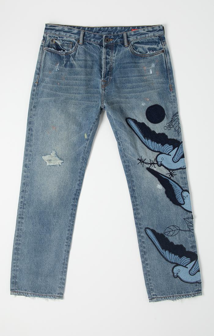 BLDG4 Flock Jean Faded Wash
