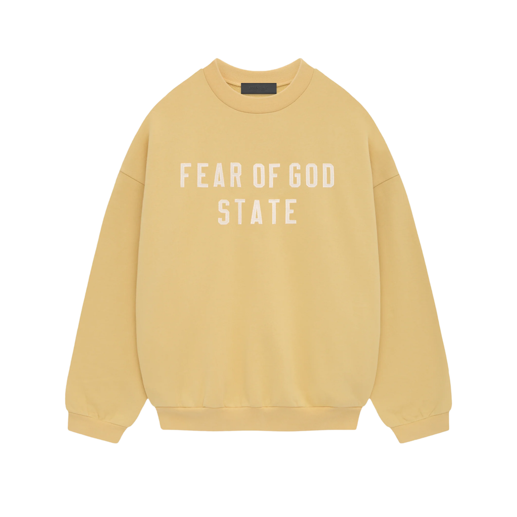 【FOG Essentials】 Amber Heavy Fleece Crew Neck Sweatshirt Fear of God ESSENTIALS Heavy Fleece Crewneck in Amber | FWRD