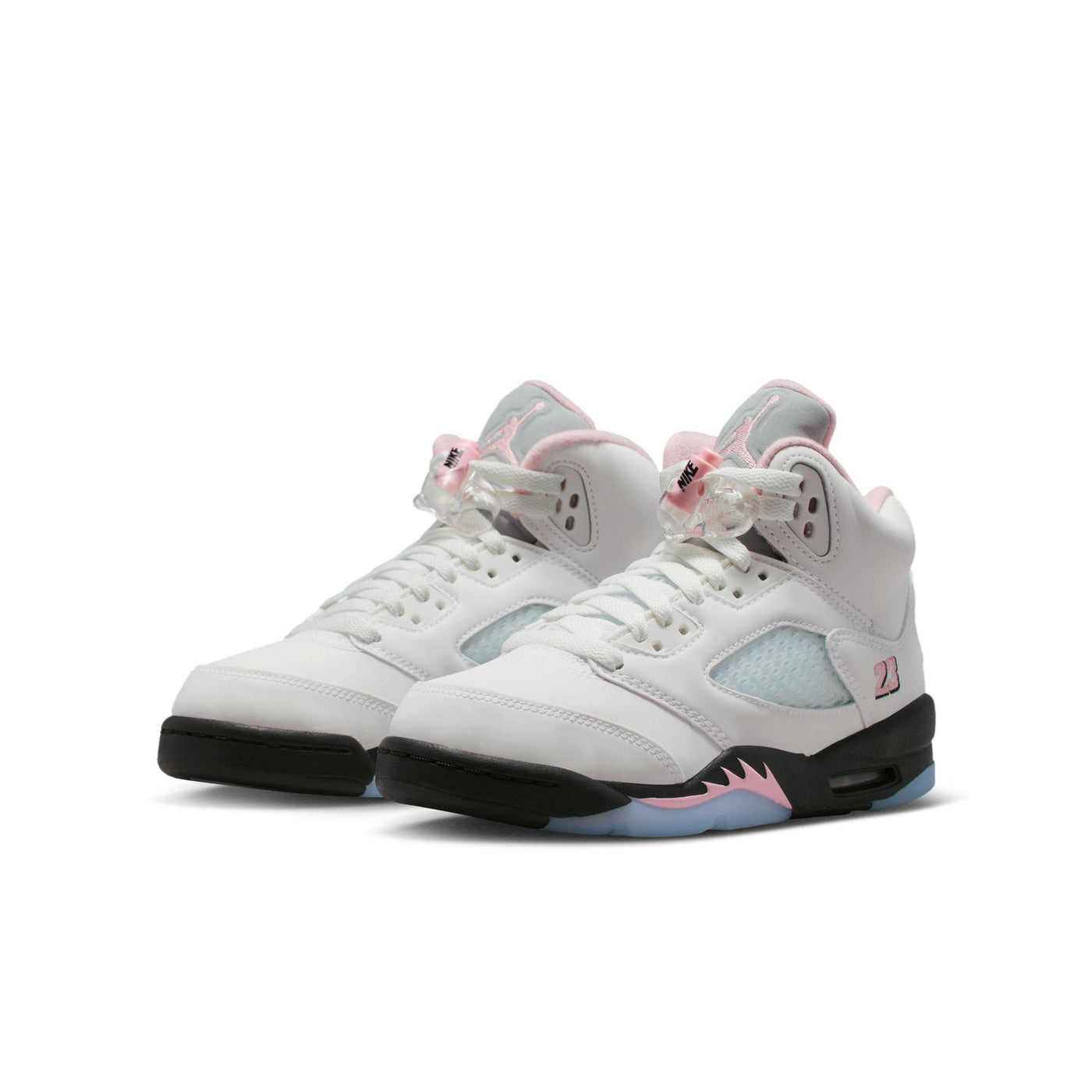 Air Jordan 5 Retro Big Kids' Shoes White/Med Soft Pink-Black