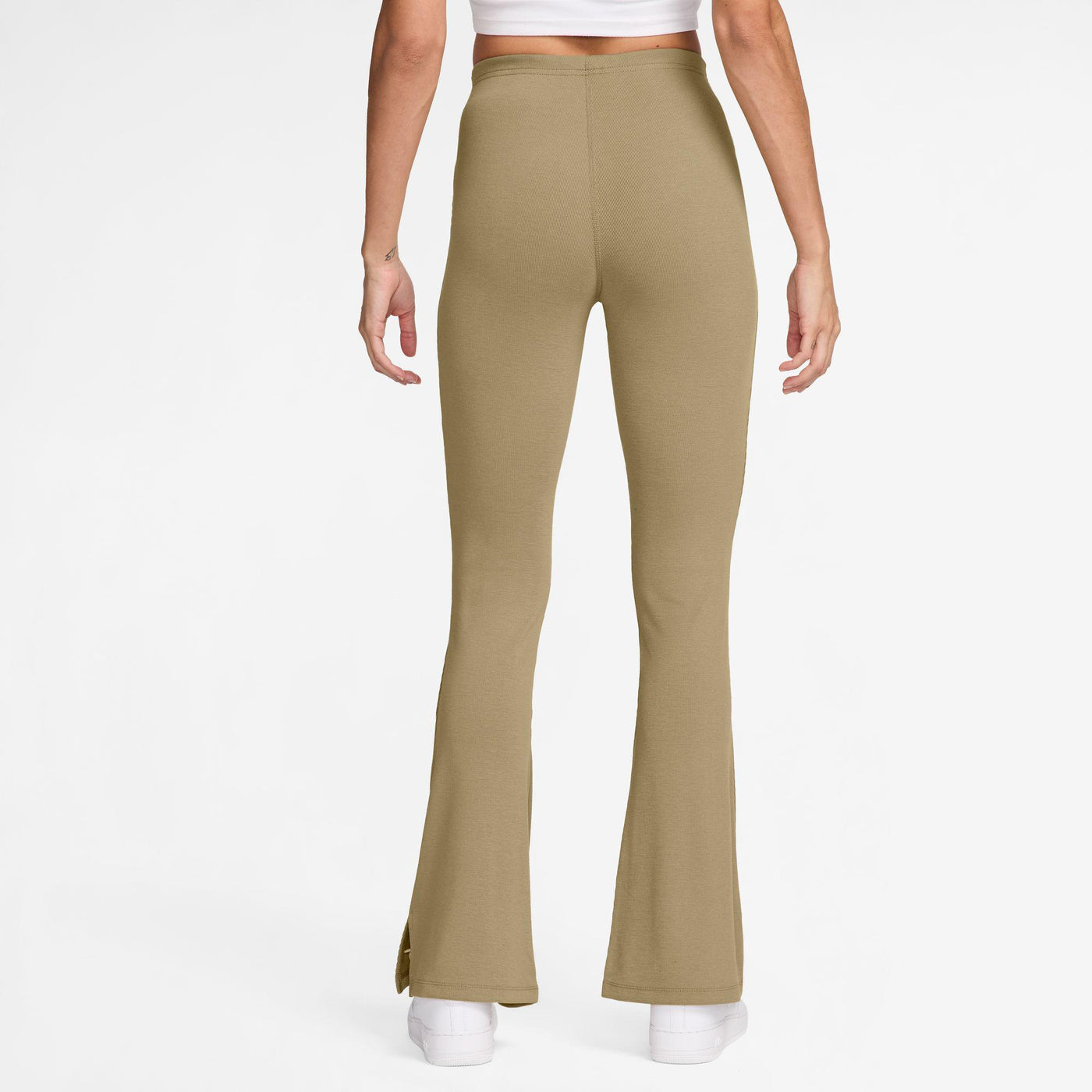 Nike Sportswear Chill Knit Women's Tight Mini-Rib Flared Leggings Beige