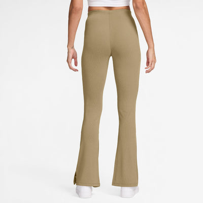 Nike Sportswear Chill Knit Women's Tight Mini-Rib Flared Leggings Beige