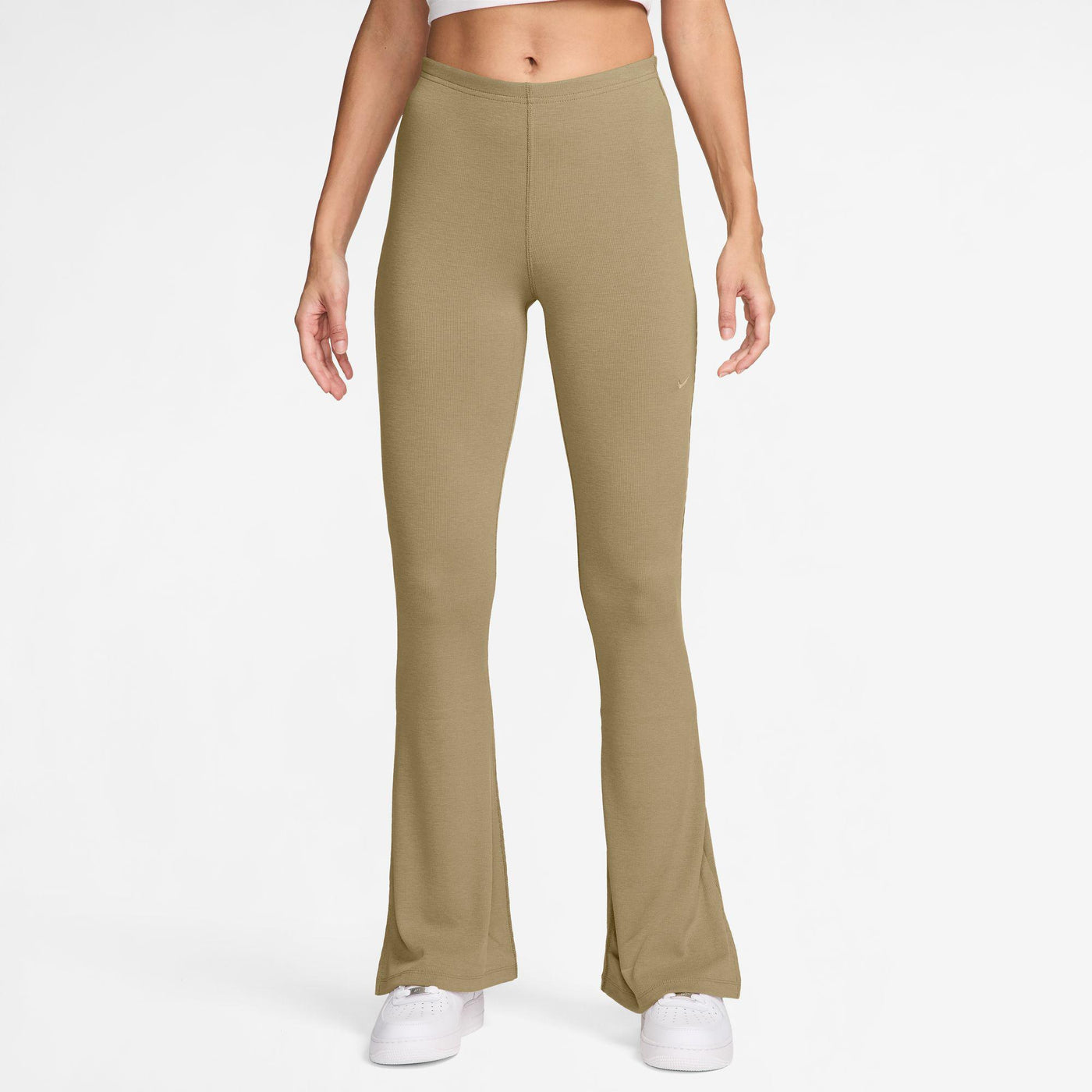 Nike Sportswear Chill Knit Women's Tight Mini-Rib Flared Leggings Beige